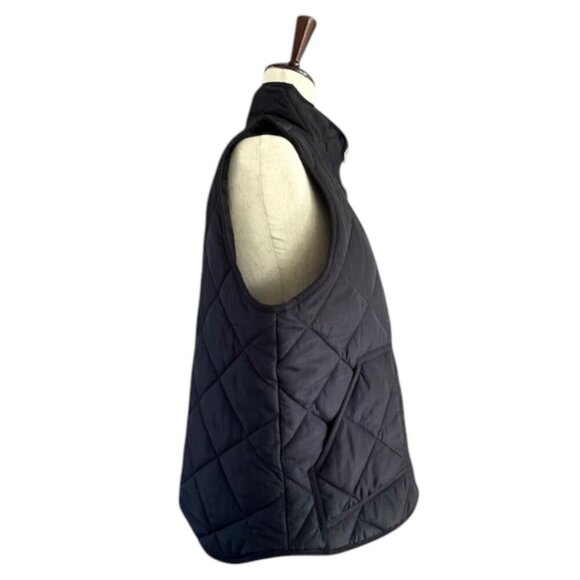 J. CREW Women's Quilted Puffer Vest Black Full Gold Zip Size Large NWT - Picture 4 of 11